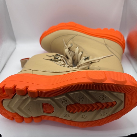 NWT Sorel Caribou Platform Beige and Orange Lace Up Boots - Size 7.5 - Picture 10 of 13